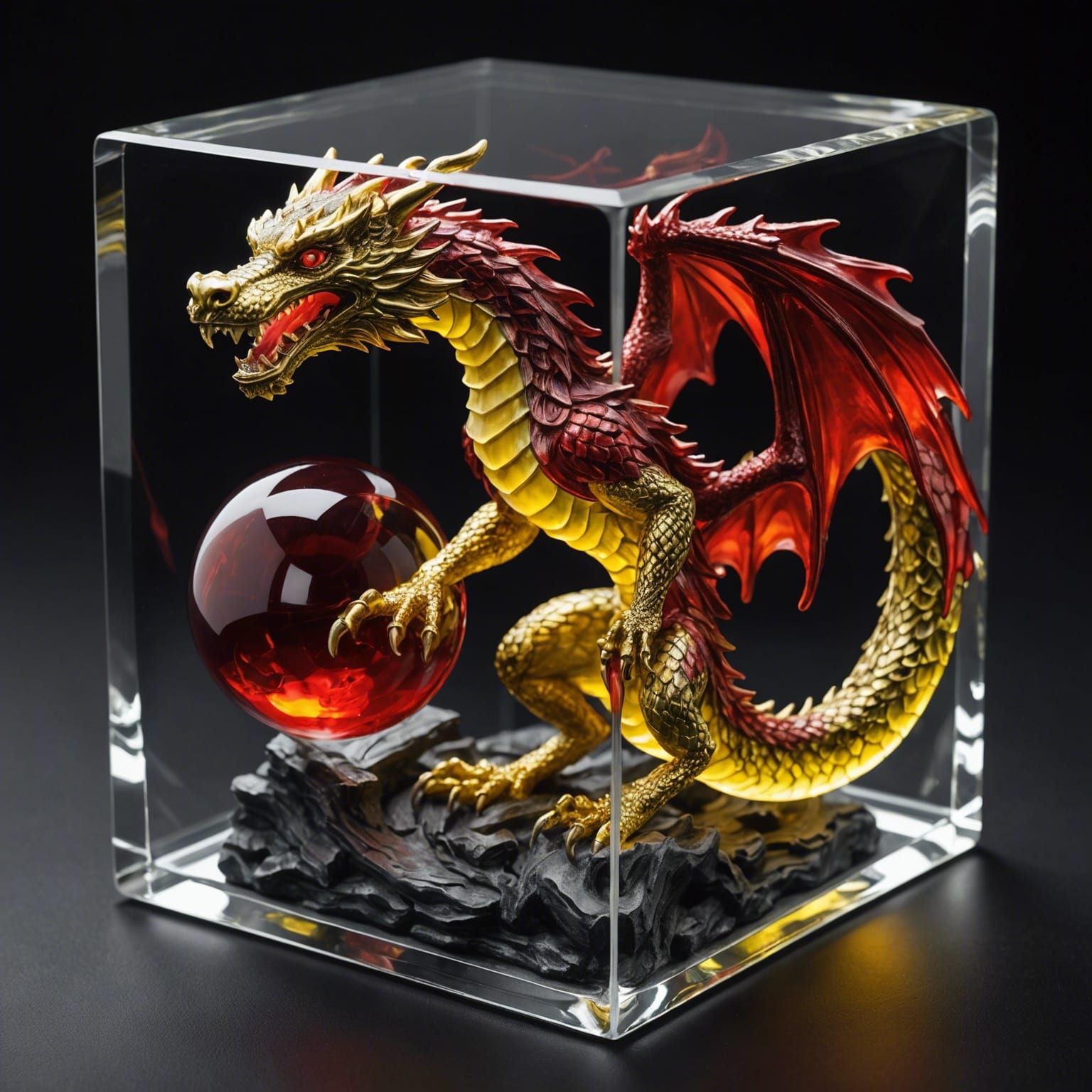 Glass Little Red Riding Hood Meets Dragon