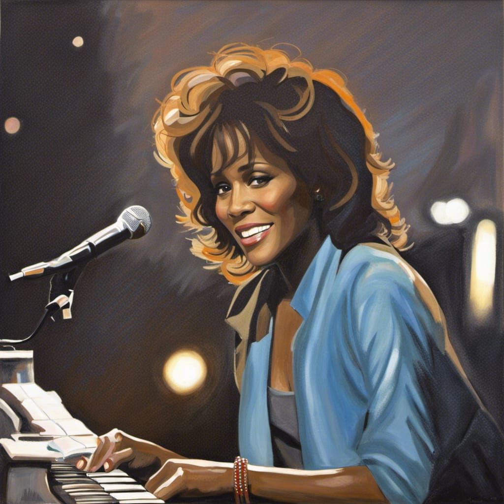 Whitney Houston Portrait in Photographic Style