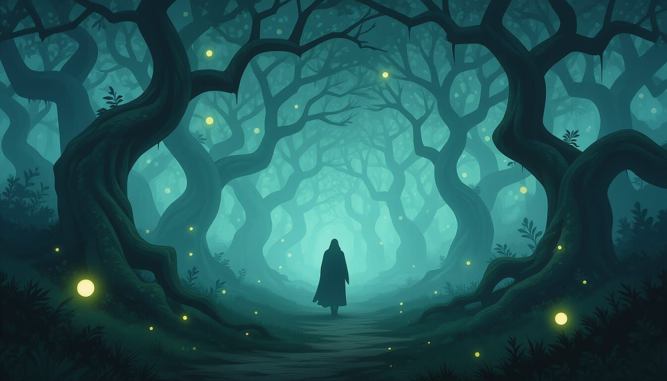 Spectral Figure in Ethereal Foggy Forest