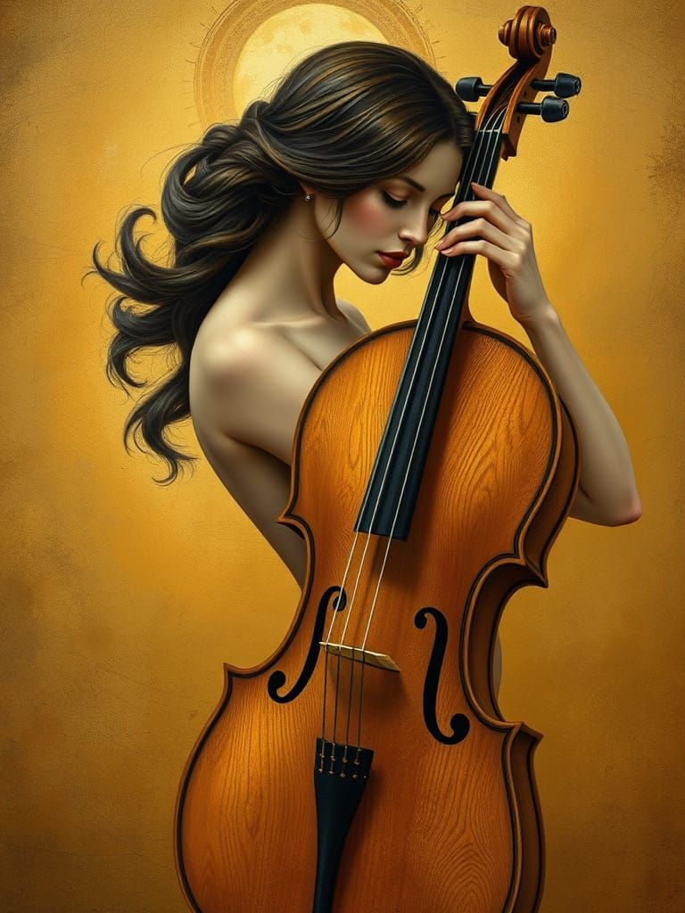 Elegant Woman Formed as a Striking Violin Sculpture