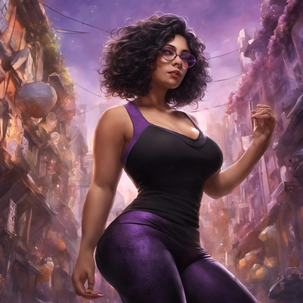 Overweight Woman with Purple Glasses, Fantasy Art