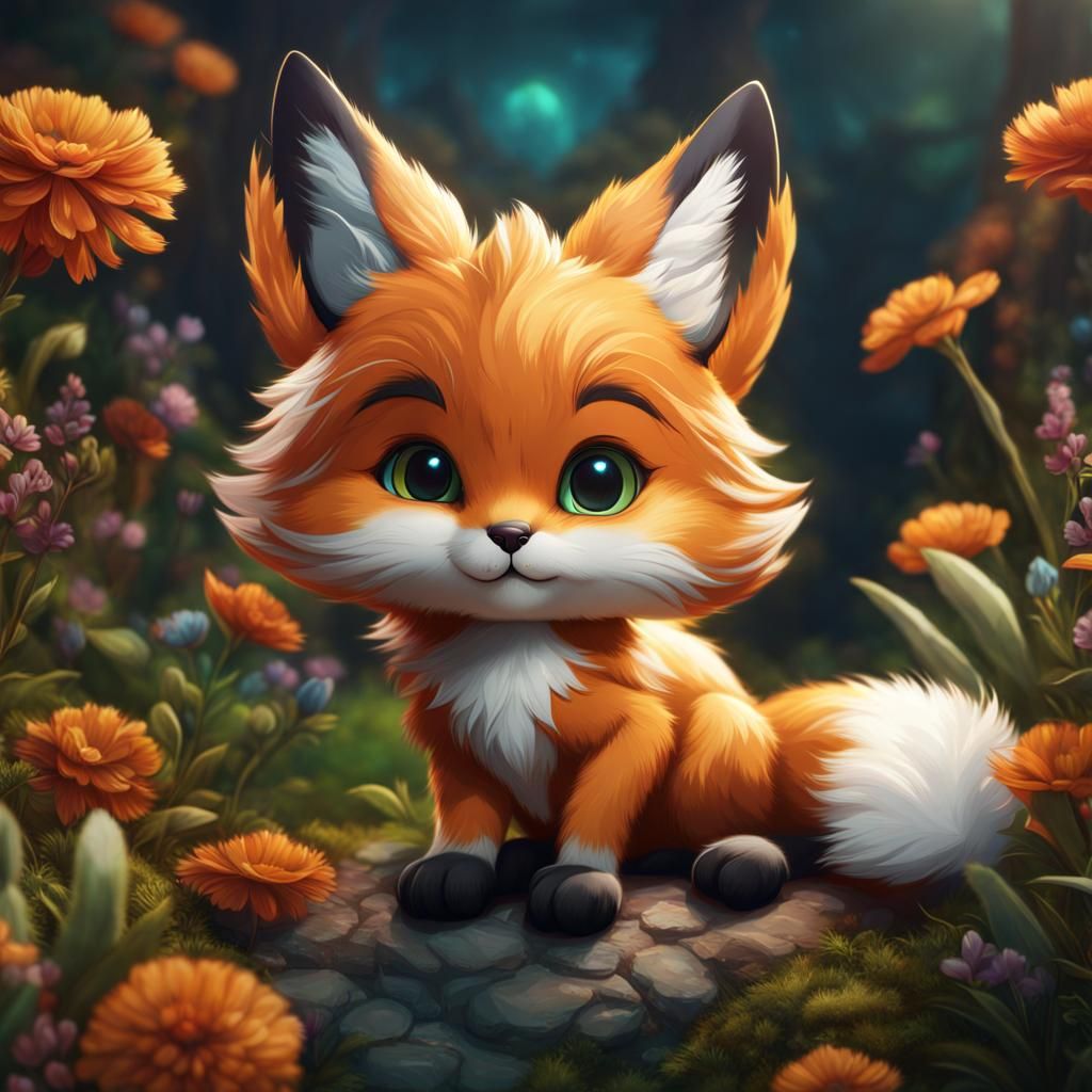 Cute Cat-Fox Hybrid in Detailed Matte Painting