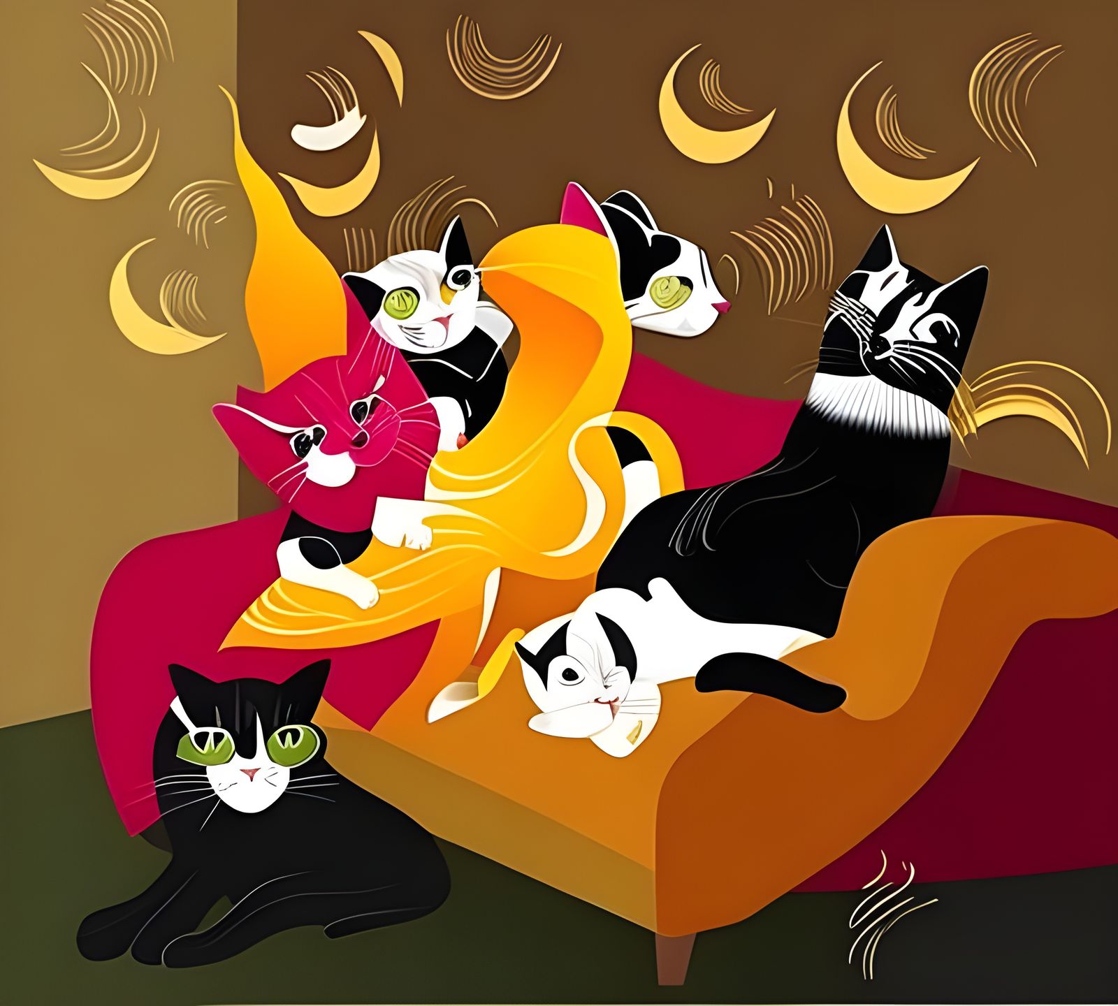 Cats Living in an Antique House with Magic