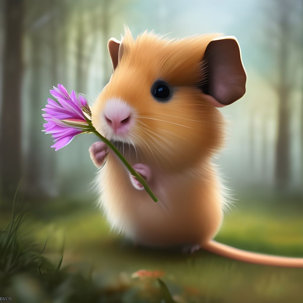 Adorable Chibi Guinea Pig in Forest, 3D Render