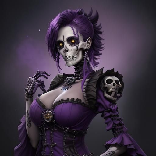 Steampunk Calavera Woman: Undead Guild Master in Fantasy Art