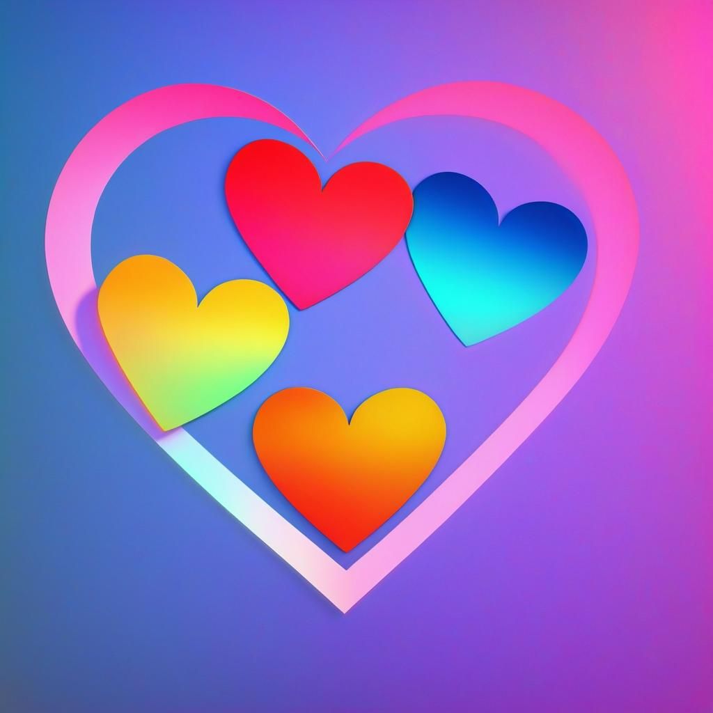 Glowing Multicolored Hearts in Pop Art Style