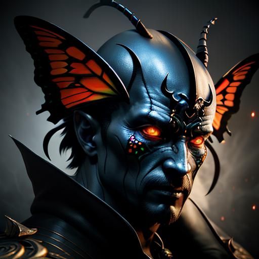 Ornate Demon Butterfly in Hyperdetailed Digital Art