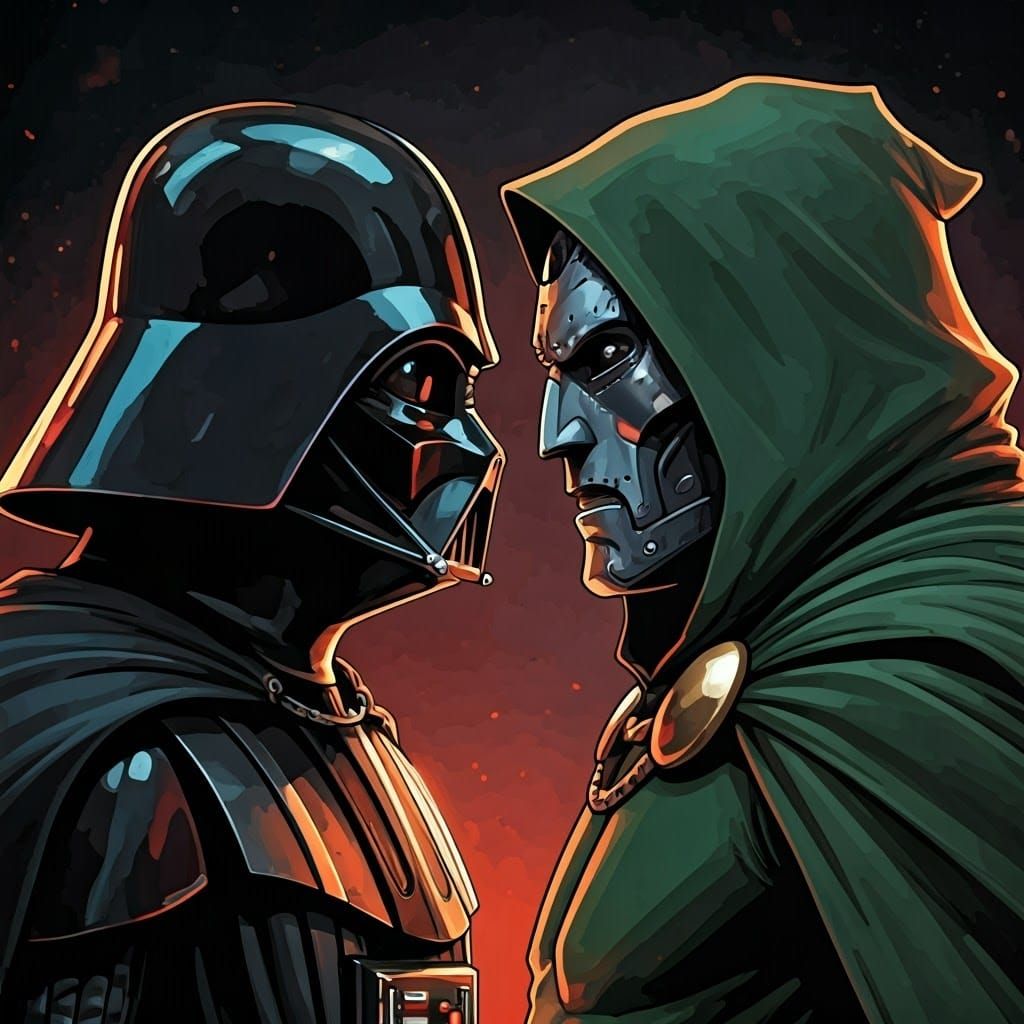 Epic Confrontation: Darth Vader Meets Doctor Doom in Cyberpu...