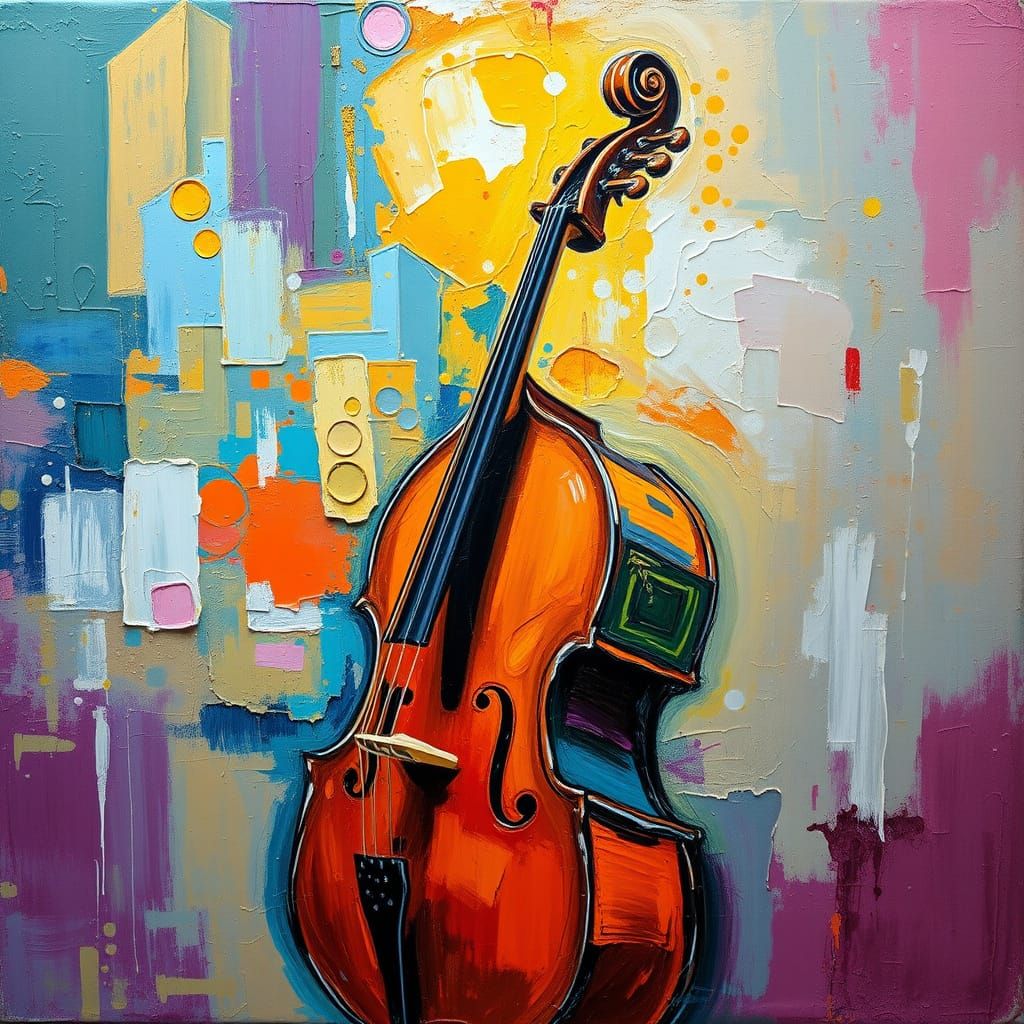 Impressionist Cello in Neo-Impressionist Oil Painting Style