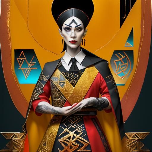 Complex Cyrillic Calligraphy with Contrasting Colors