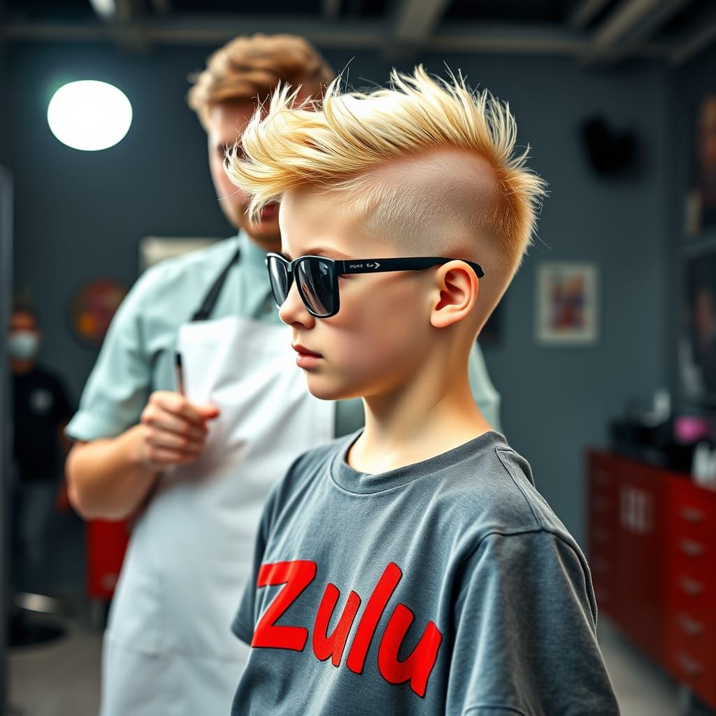 Trendy Teen with Edgy Undercut and Bold Latin Letters