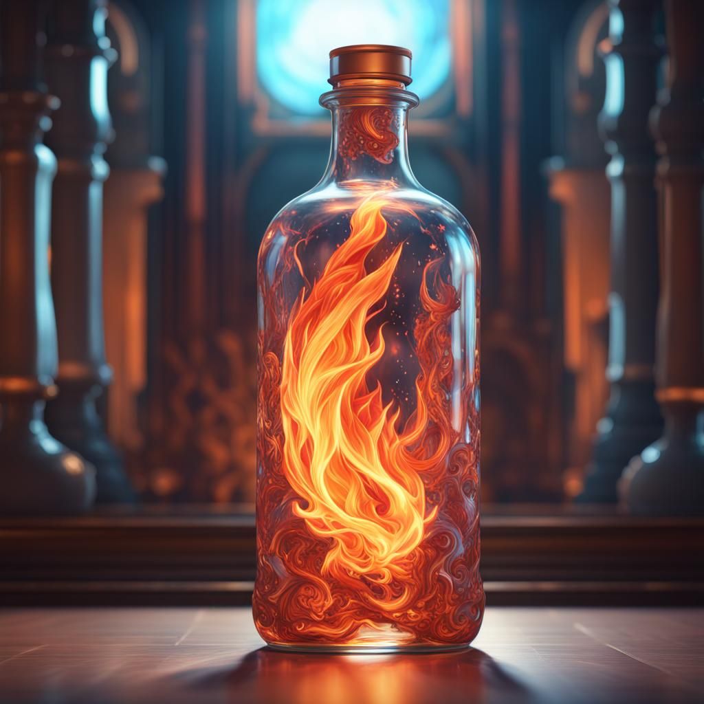 Fiery Whisky Portrait in Gouache Style