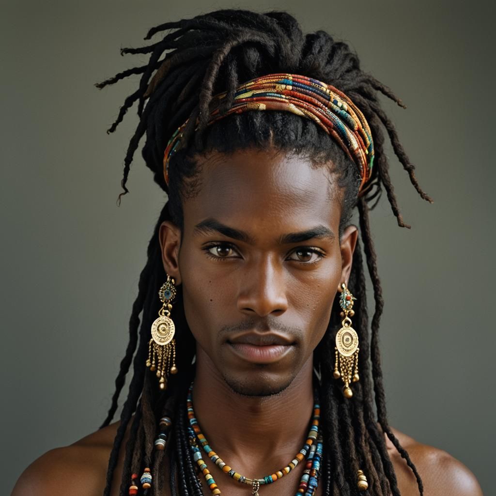 Androgynous Black Brazil Male Portrait with Dreads