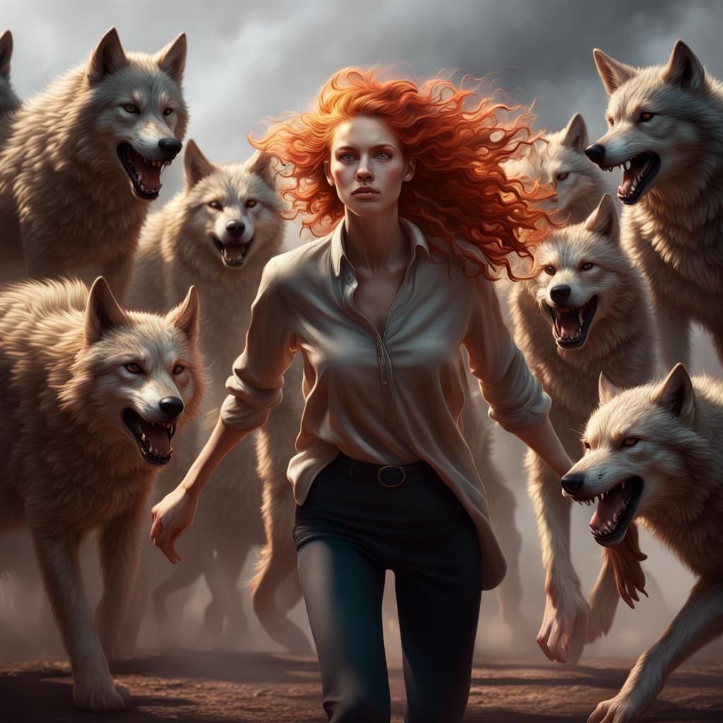 Wolf Stampede Fantasy Art in 8K