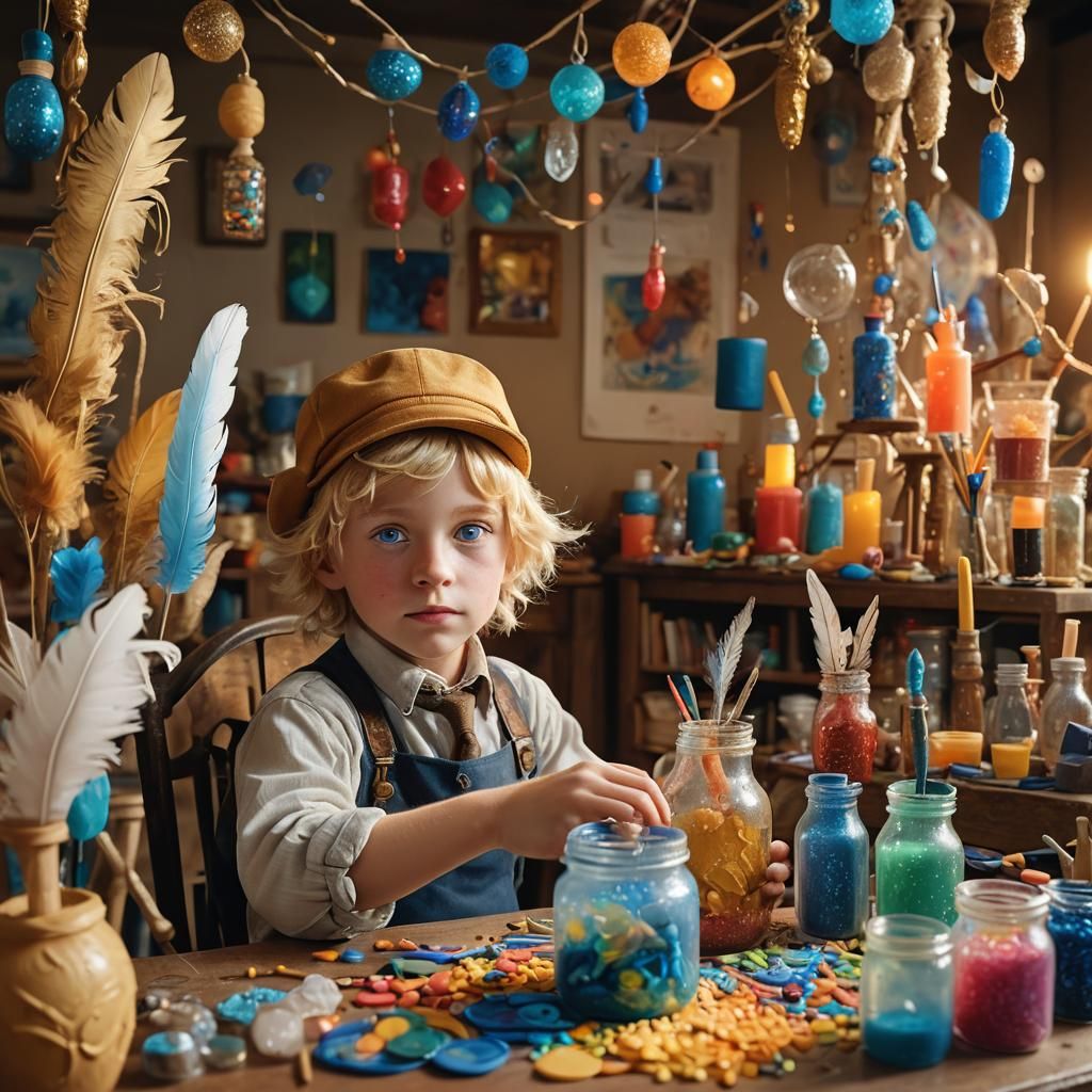 Boy Sculpting with Plasticine: Fantasy Concept Art