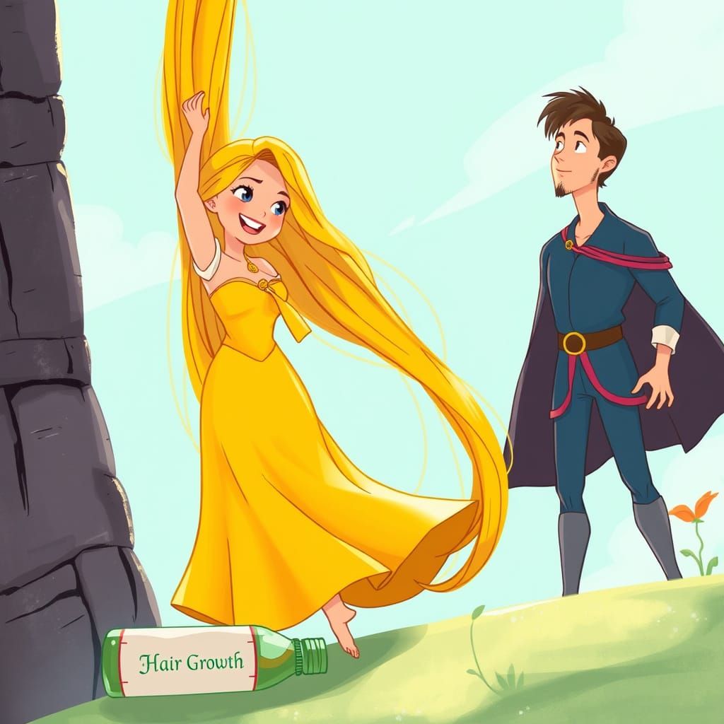 Long Hair Blooms in Whimsical Fairy Tale Scene