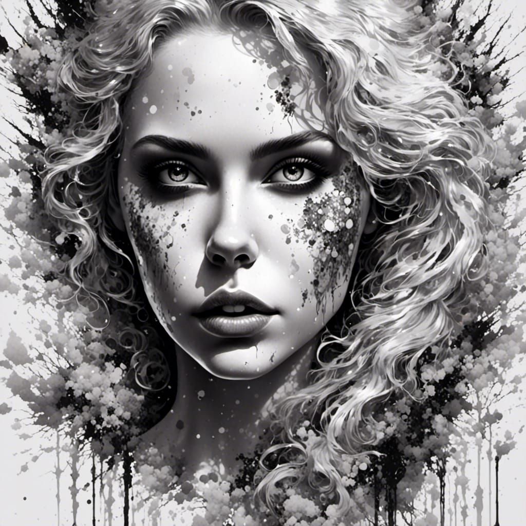 Beautiful Woman Tee-Shirt Design in Hyperrealism