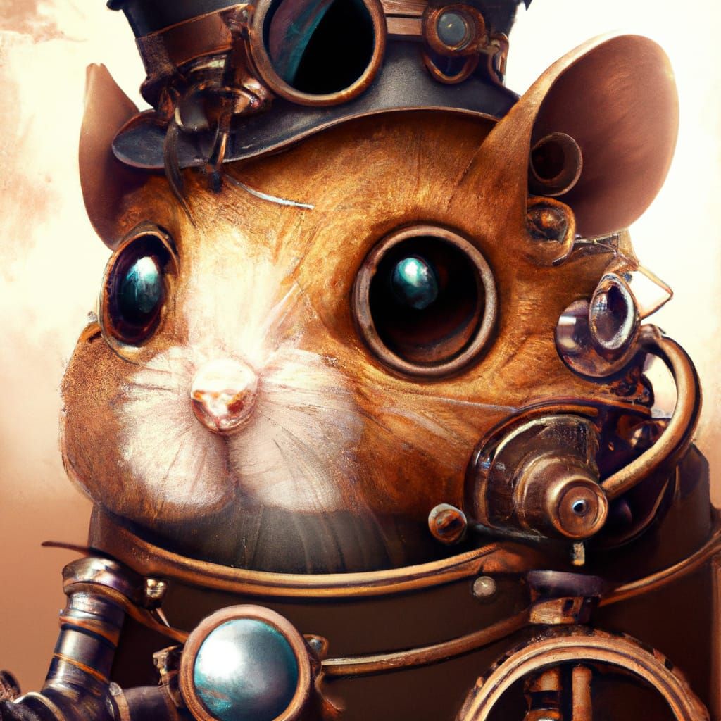 Chibi Steampunk Hamster Portrait in 8K Resolution