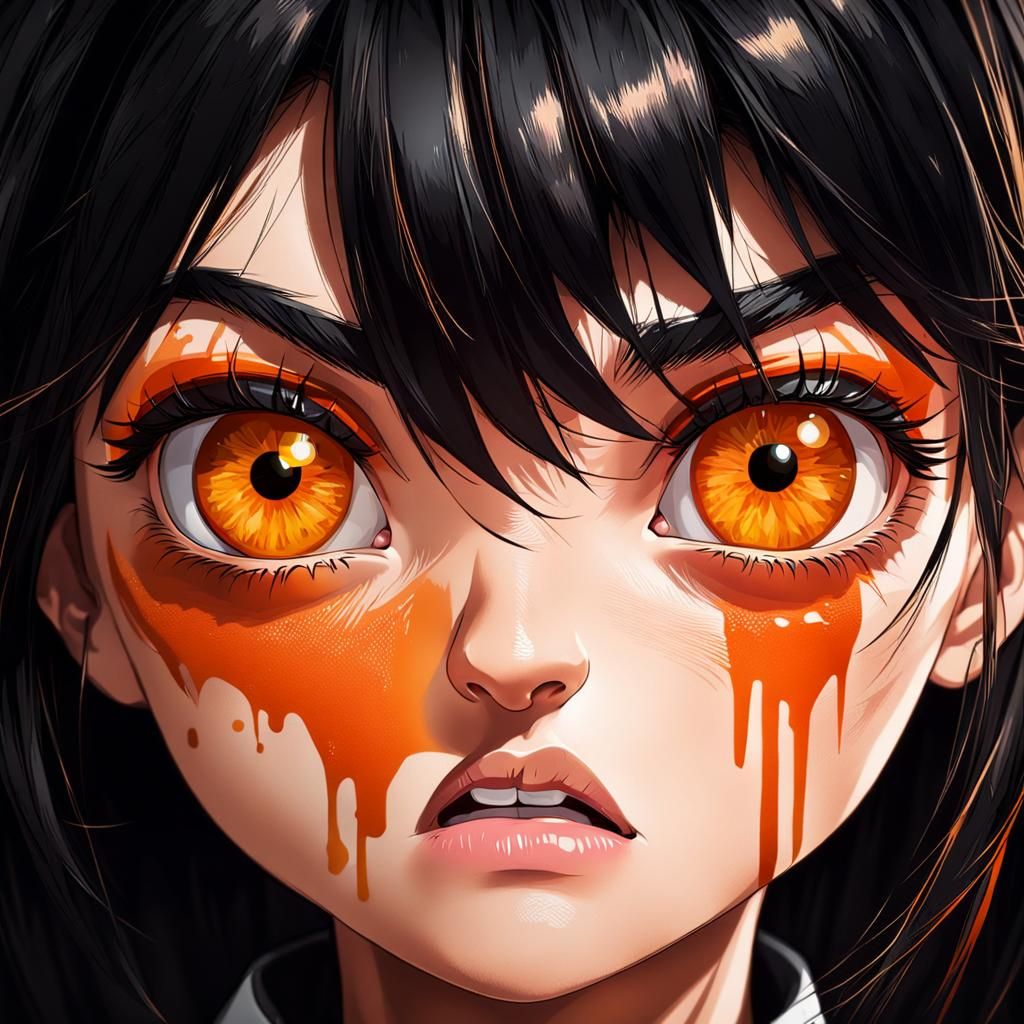 Close-Up of Frightened Woman with Intense Eyes