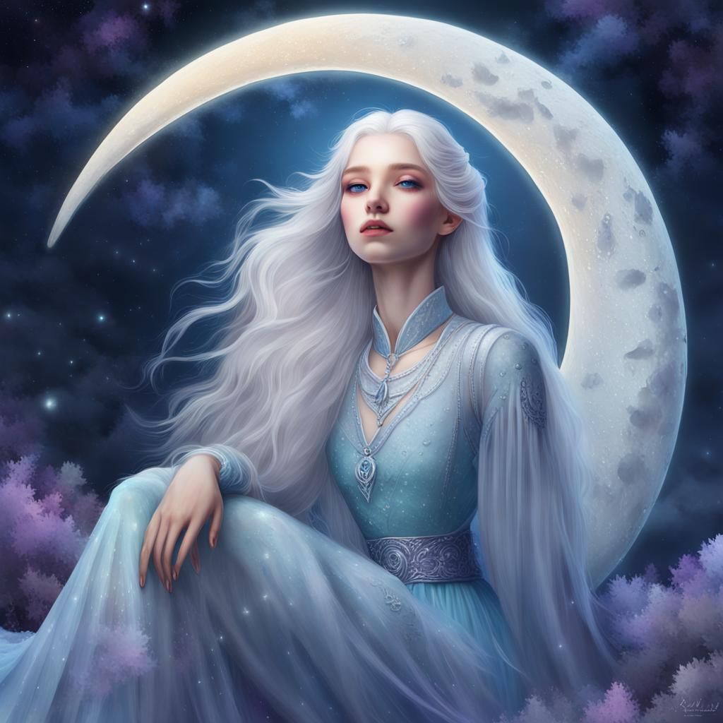 Girl on the Moon: Hyper-Realistic Digital Art
