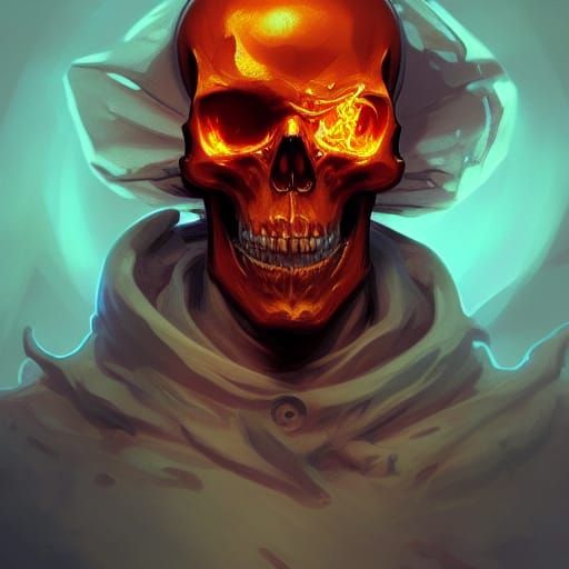 Fiery Skull Portrait in Hyperdetailed Style