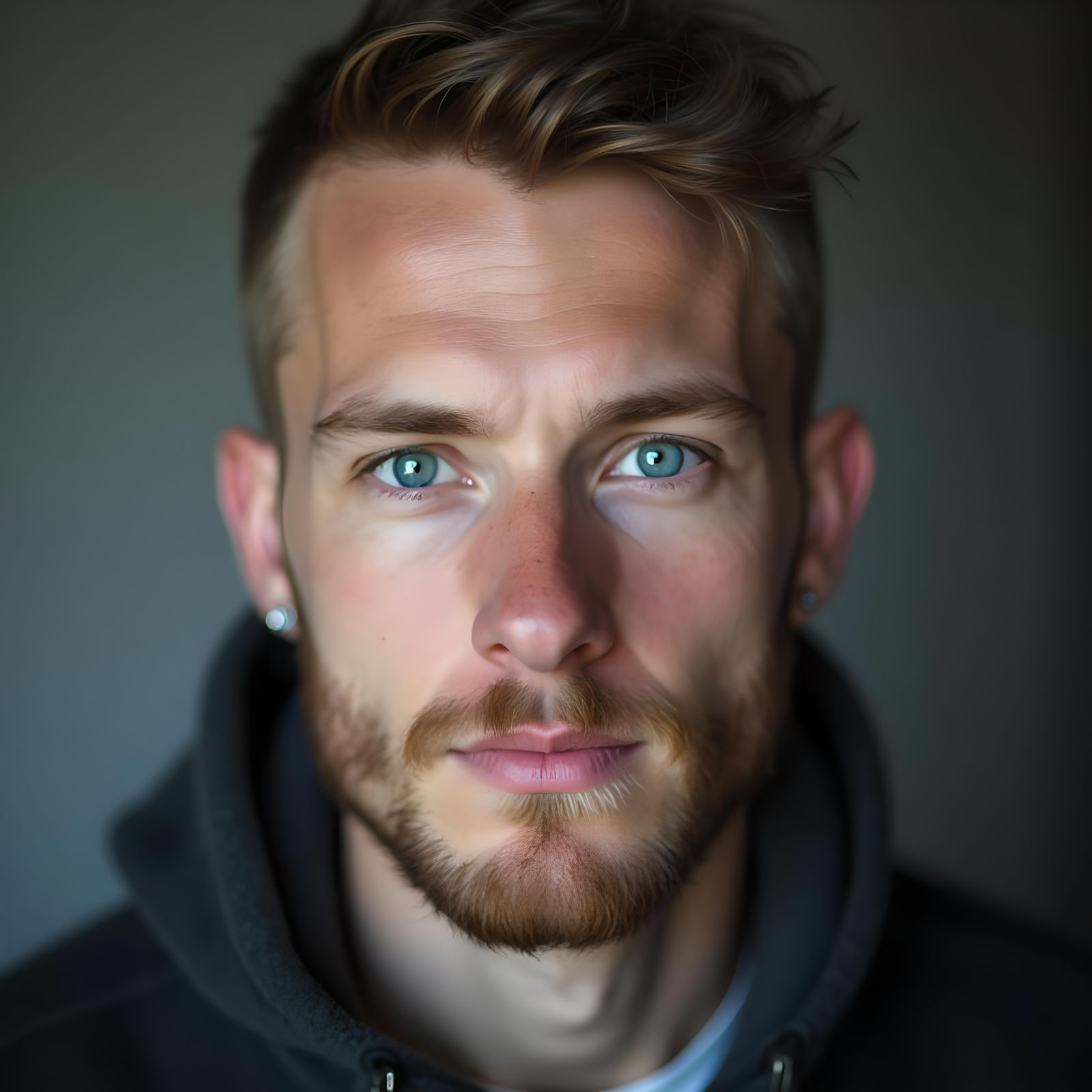 Realistic Portrait of a Swedish Man with Piercings