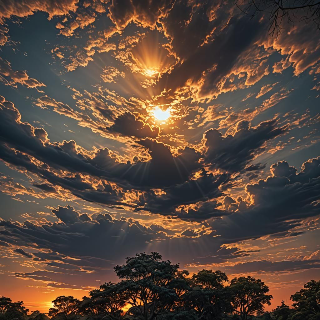 Hyperrealistic Sunset Glow Art with Sharp Focus