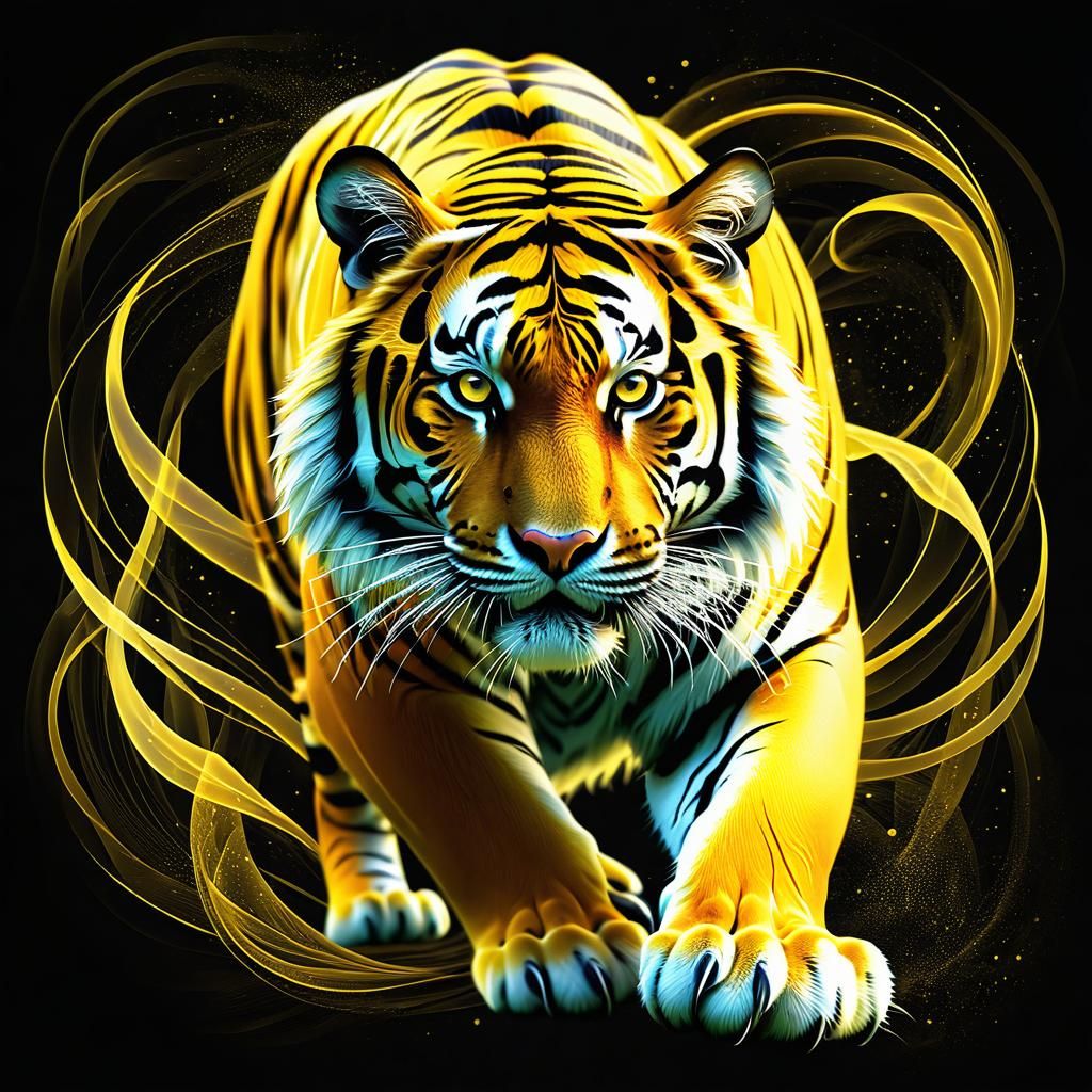 Ethereal Tiger in Glowing Yellow Hues