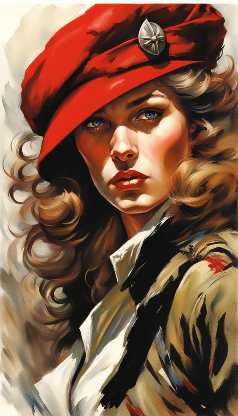 French Resistance Fighter in Art Nouveau Style