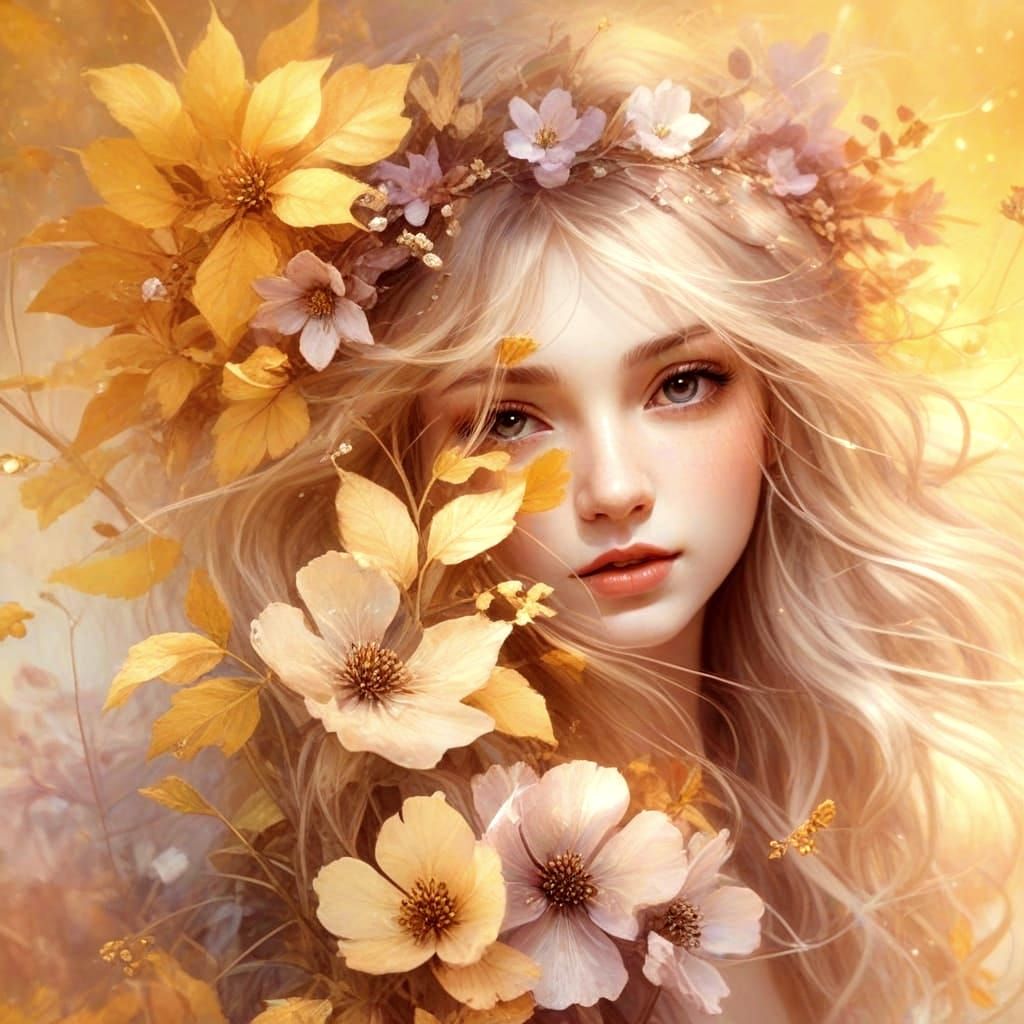 Ethereal Fairy Amidst Autumn Blooms