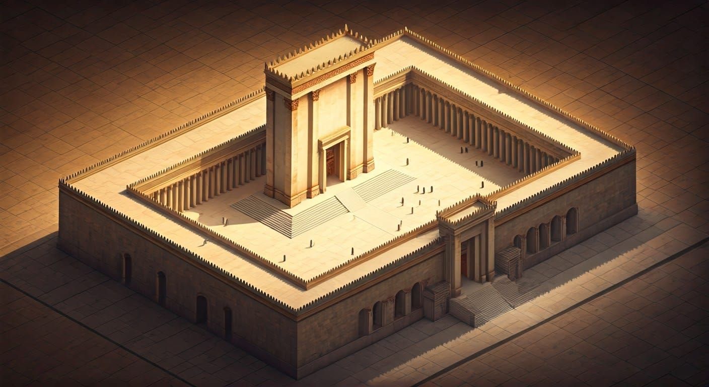 Detailed Isometric Diagram of Jerusalem's Second Temple