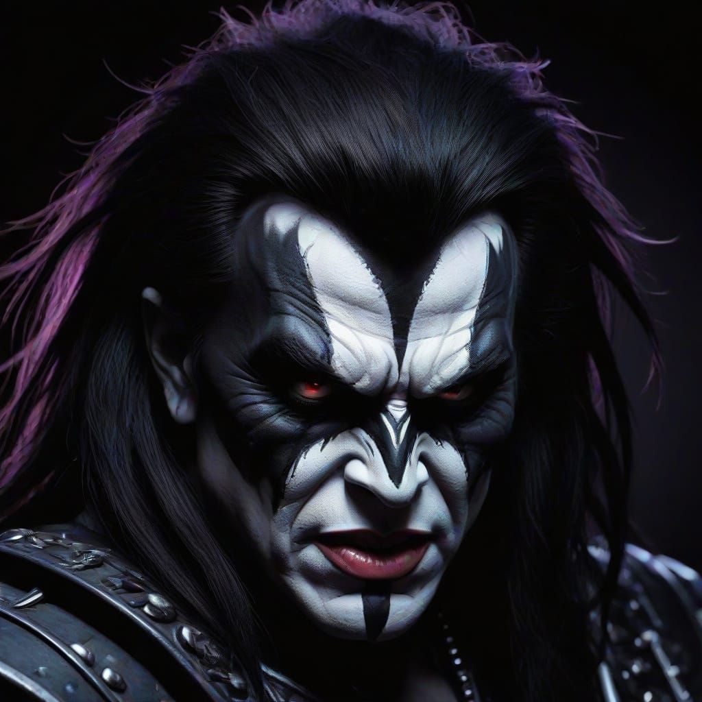 Rockstar Demon in Electric Blue Neon, Bold Lines and Sharp S...