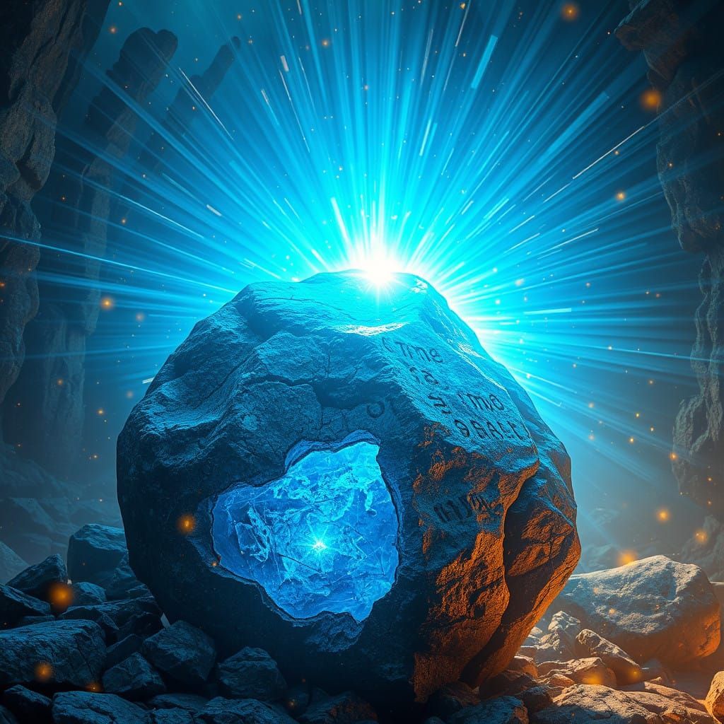 Ancient Stone Radiates Vibrant, Shimmering Light