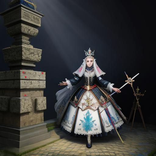 The Magical Sword Excalibur in Legends, Oil Painting