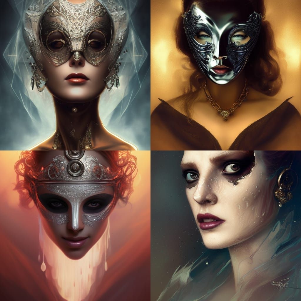 Masked Queen Portrait in Hyperdetailed Digital Art