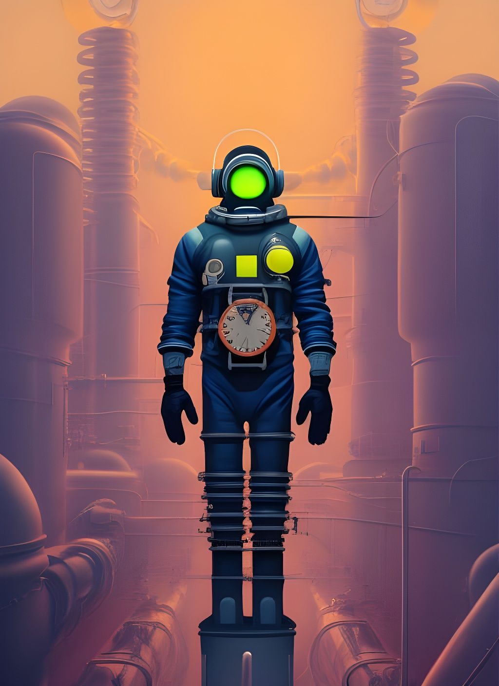 Clockpunk Hazmat Man in Ornate Detail