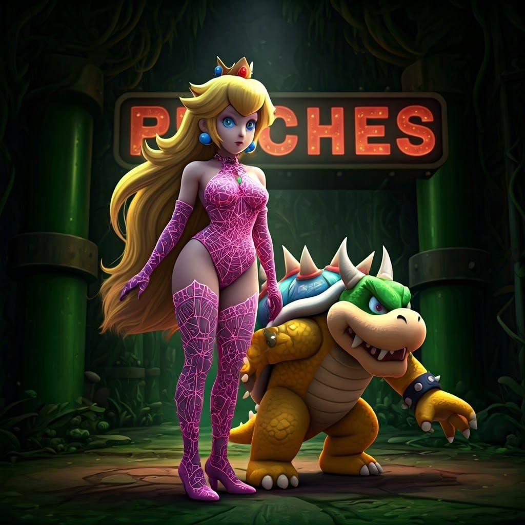 Goth Princess Peach in Ethereal Glow