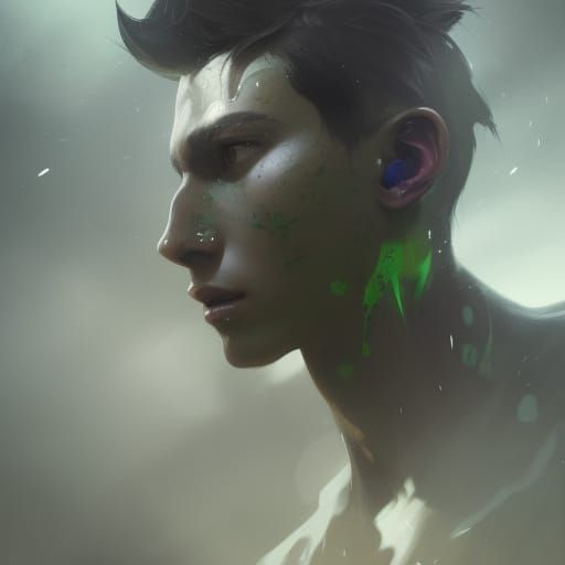 Teenage Boy Portrait in Art Nouveau Style