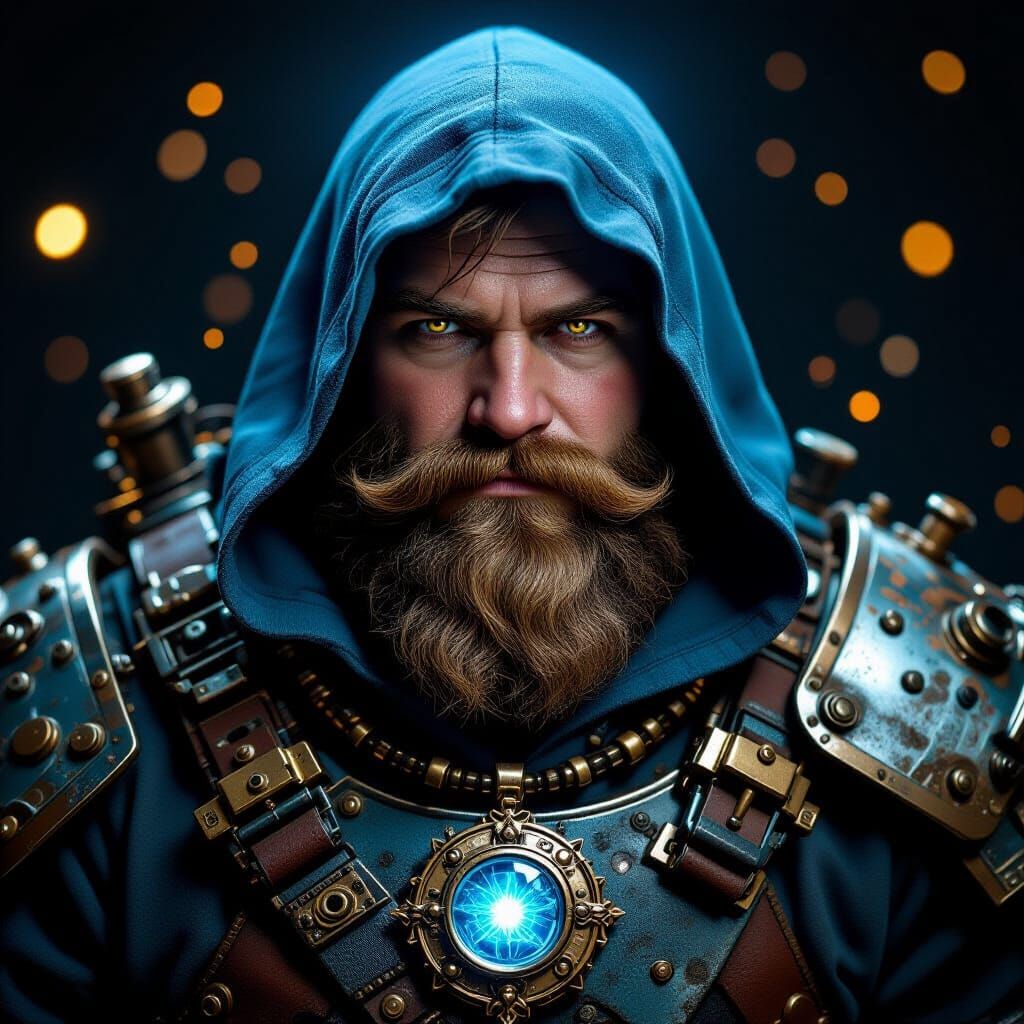 Steampunk Dwarf Forgemaster with Glowing Hood in Fantasy Rea...