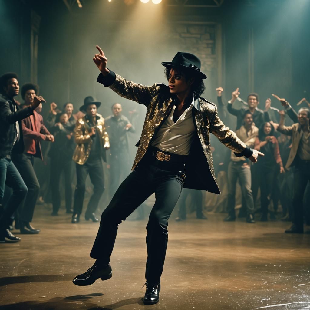 Michael Jackson Dancing on Stage in Magical Ambiance