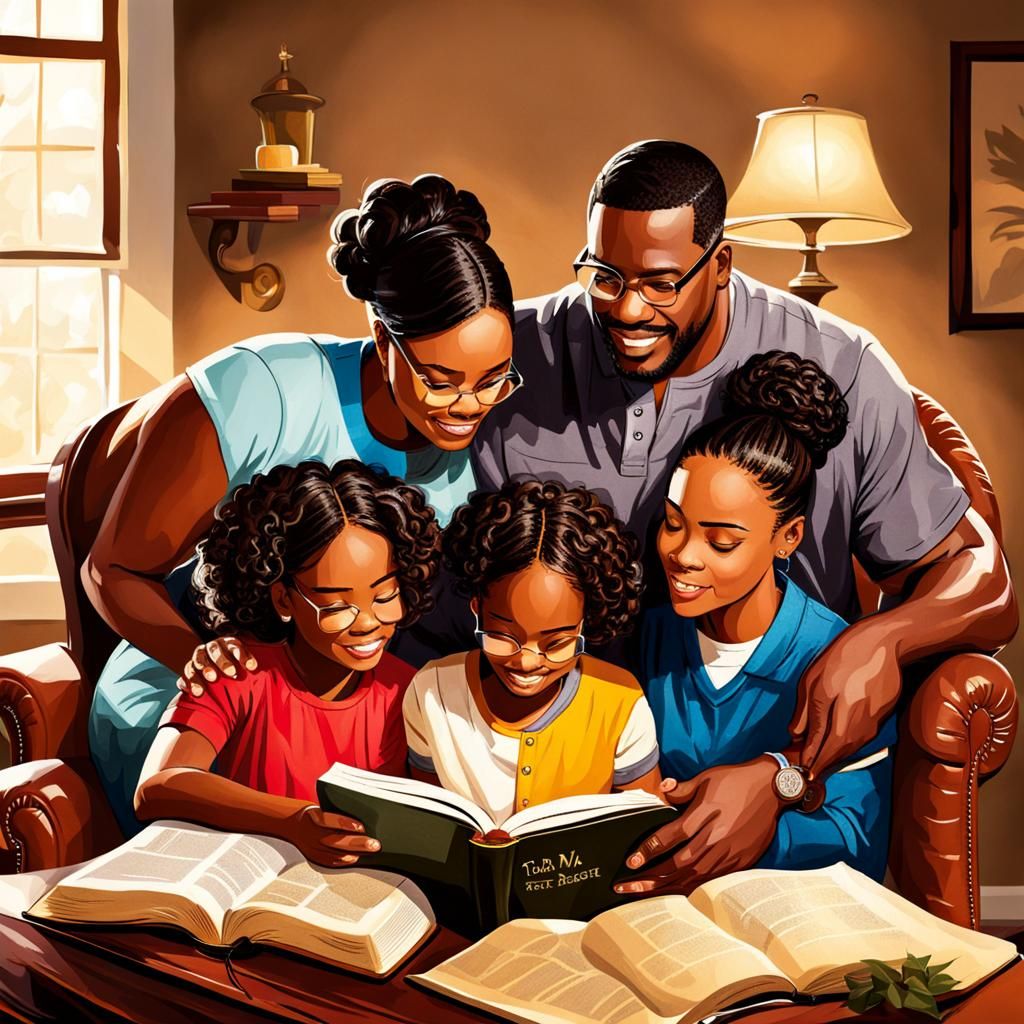 African-American Family Reading Bible Together