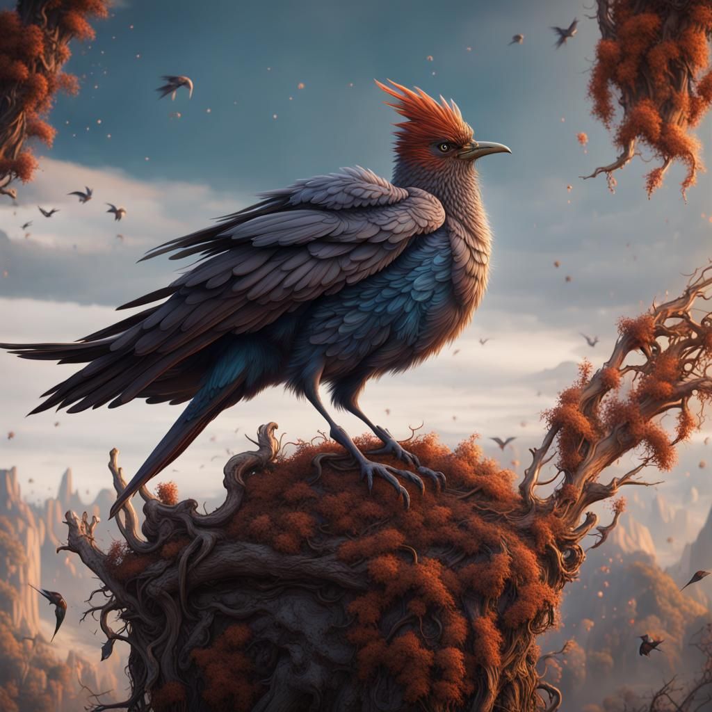 Fantastical Bird in Detailed Matte Painting