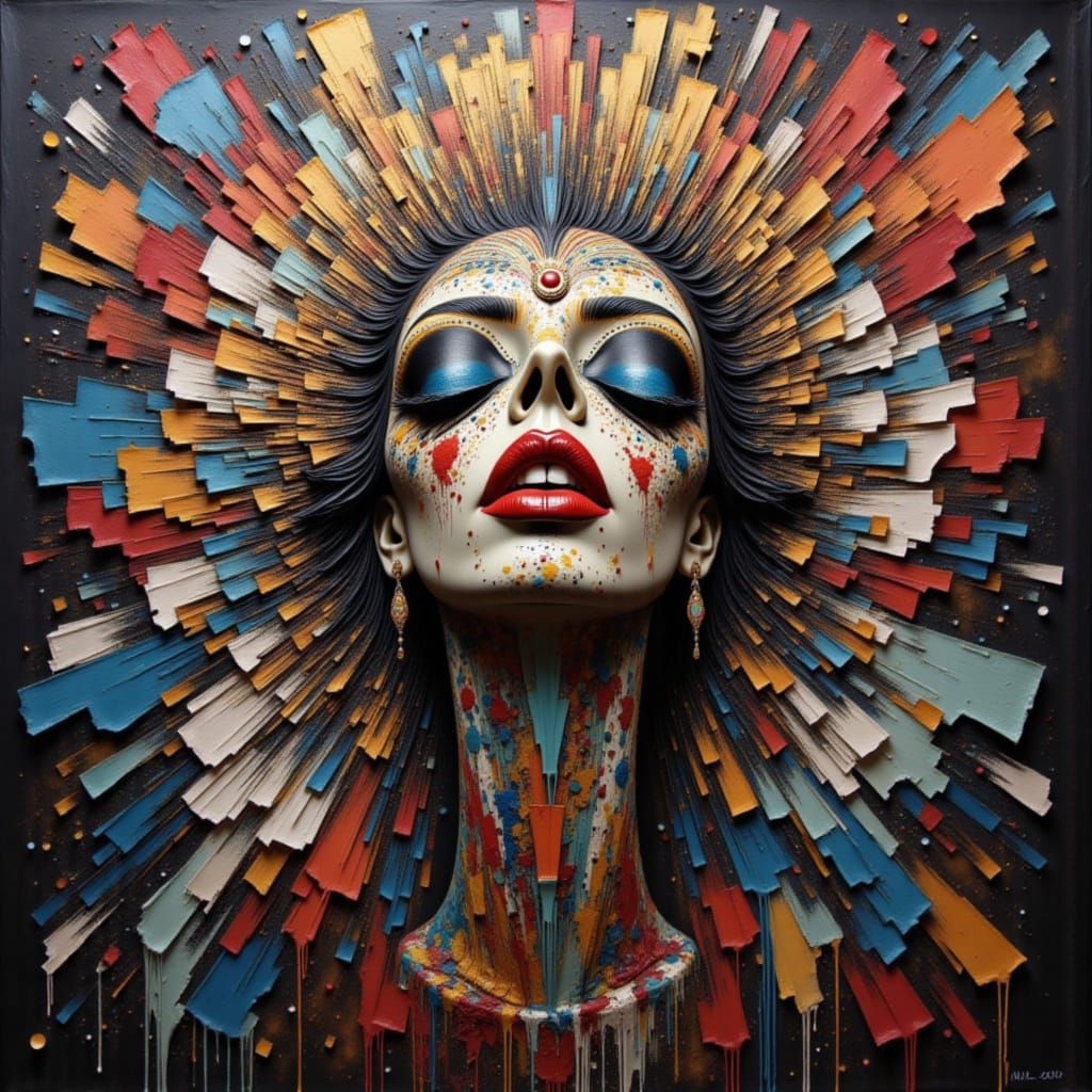 Psychedelic Abstract Lady in Opposite Colors