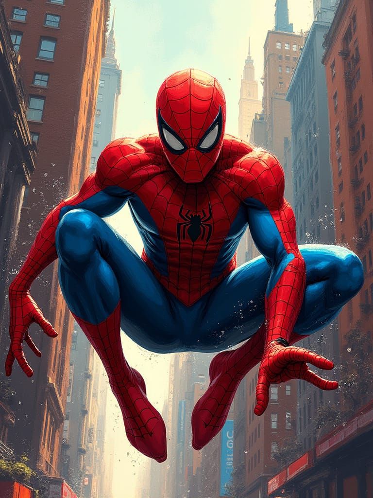 Spider-Man Swings Through Vibrant Manhattan in Dynamic Comic...