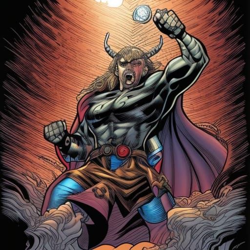 Thor's Hammer in Comic Book Style
