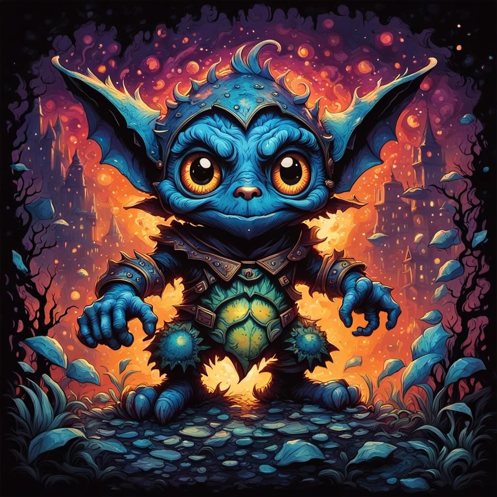 Happy Hobgoblin with Tie-Dye Ink Splatter Effect