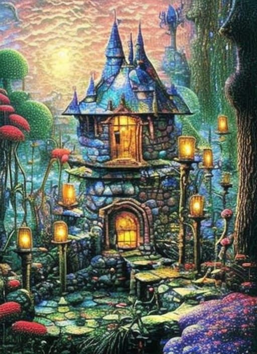 Magical Wizard's Hut in Swamp, Digital Painting