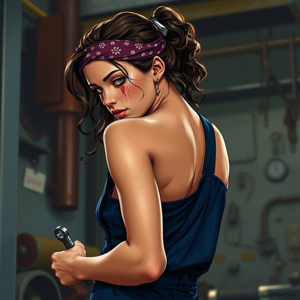 Mechanic in Futuristic Realism Style