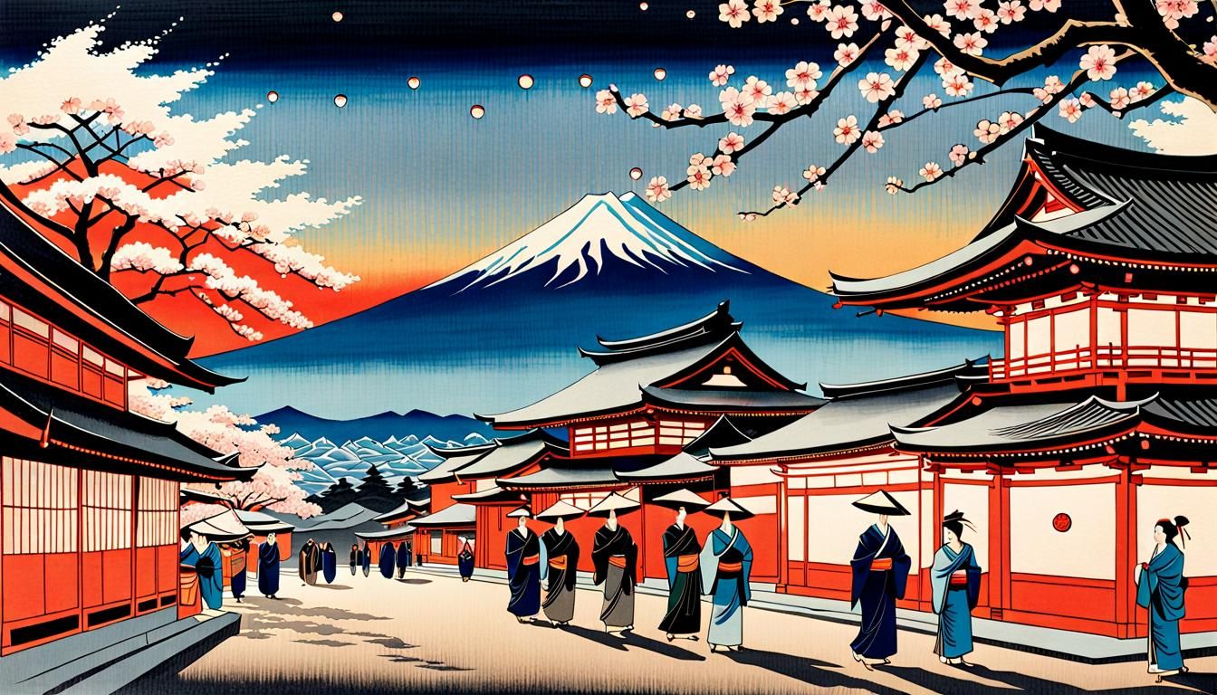 Mount Fuji: Japanese Ukiyo-e Woodblock Print