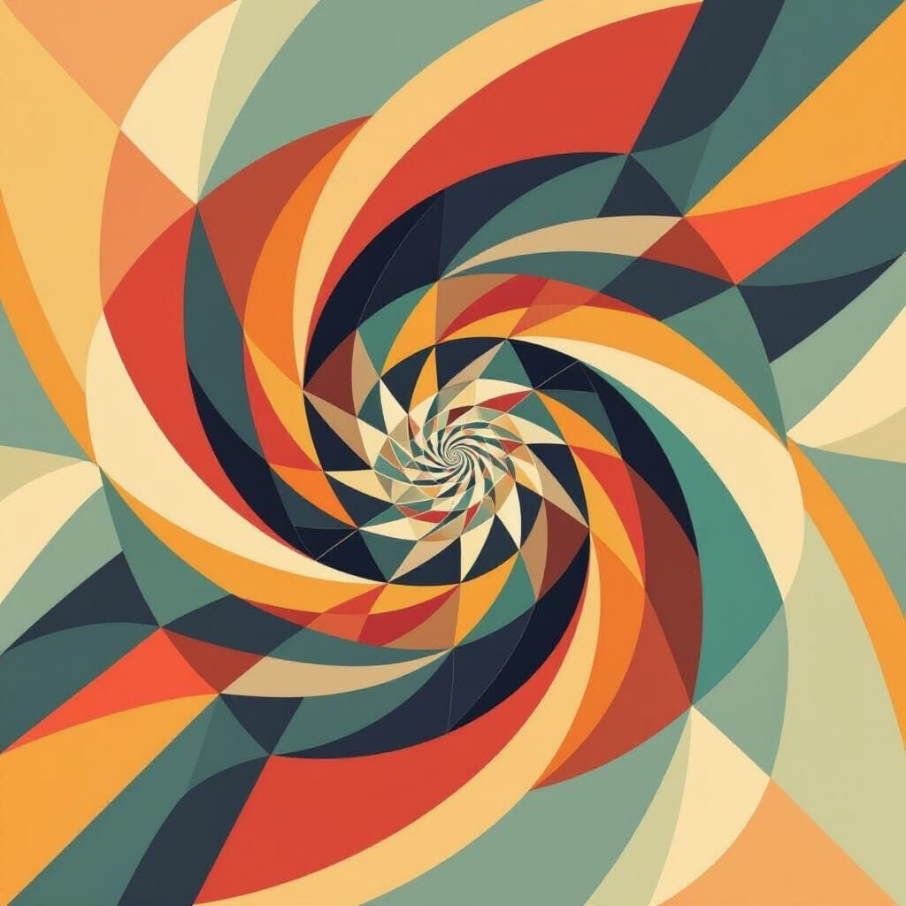 Music Tornado in Geometric Fauvism Style